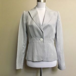 3/$15 ANN TAYLOR gray linen blend fitted blzer 0 XS